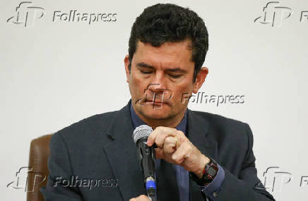 O ex-juiz Sergio Moro, atual ministro da Justia, em seminrio em Braslia (DF)