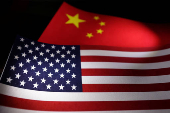 Illustration shows U.S. and Chinese flags