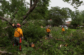 Aftermath of severe storms in northern Houston, Texas