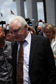 WikiLeaks founder Julian Assange following a hearing at U.S. District Court in Saipan