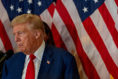 FILE PHOTO: Republican presidential nominee and former U.S. President Donald Trump looks on during a press conference at Trump Tower in New York City