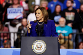 Democratic presidential nominee U.S. Vice President Kamala Harris attends a campaign rally in Reno