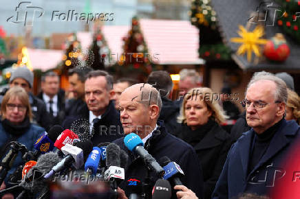 German Chancellor Scholz visits the site of Christmas market attack, in Magdeburg