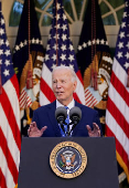 U.S. President Joe Biden delivers remarks at the White House