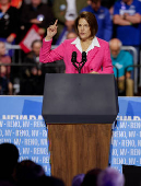 Democratic presidential nominee U.S. Vice President Kamala Harris attends a campaign rally in Reno