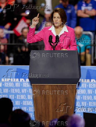 Democratic presidential nominee U.S. Vice President Kamala Harris attends a campaign rally in Reno