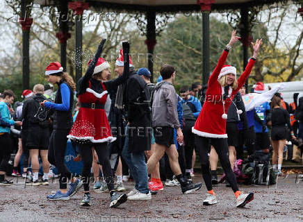 Santa run at Battersea Park in London