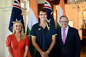 Australian PM Albanese receives Australian and Indian men's cricket teams at Kirribilli House in Sydney