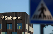 FILE PHOTO: Spanish bank Sabadell is pictured in Sant Cugat del Valles, on the outskirts of Barcelona