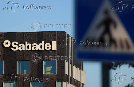 FILE PHOTO: Spanish bank Sabadell is pictured in Sant Cugat del Valles, on the outskirts of Barcelona