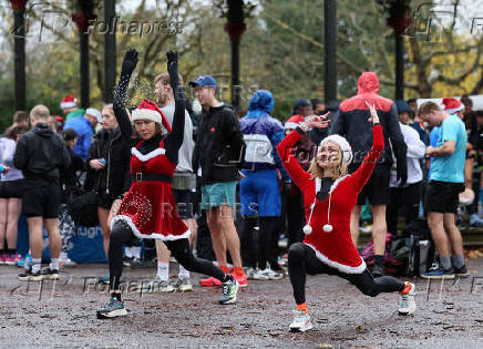 Santa run at Battersea Park in London