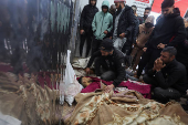 Funeral of Palestinians killed in Israeli strikes, in Deir Al-Balah in the central Gaza Strip