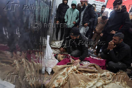 Funeral of Palestinians killed in Israeli strikes, in Deir Al-Balah in the central Gaza Strip