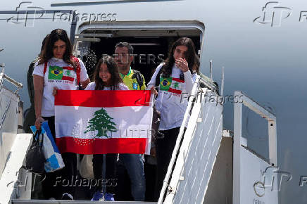 Brazilian citizens arrive from Lebanon in Sao Paulo