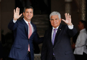 Panama's President Jose Raul Mulino and his Paraguayan counterpart Santiago Pena meet, in Panama City