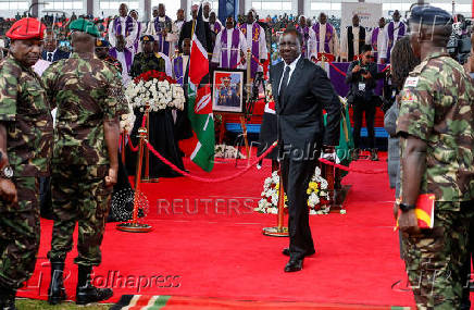 Kenya's military chief, General Francis Ogolla receives military honours after he was killed in a helicopter crash, in Nairobi