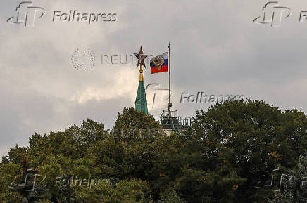 FILE PHOTO: A Russian state flag flies in central Moscow