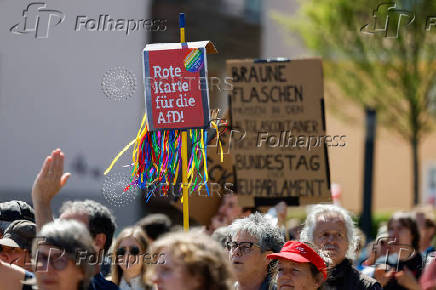 People attend a protest against right-wing Alternative for Germany (AfD), in Donaueschingen