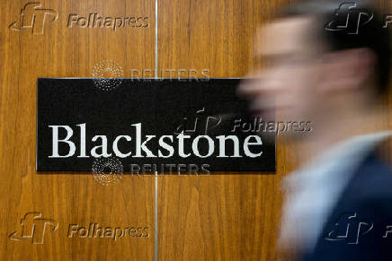 FILE PHOTO: Signage is seen at the Blackstone Group headquarters in New York City