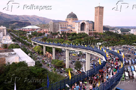 People pay homage to Brazil's patron saint at Cathedral Basilica of the National Shrine of Our Lady Aparecida