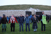 Winter solstice at 5000-year-old stone age tomb of Newgrange in Ireland