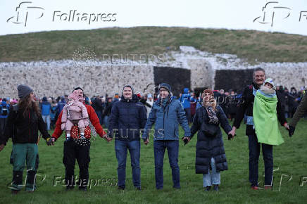 Winter solstice at 5000-year-old stone age tomb of Newgrange in Ireland