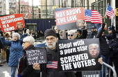 Protest against President Trump outside his criminal trial