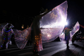 A woman performs during the annual NYC Halloween Parade in Manhattan inNew York