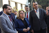 German Minister of Economic Cooperation and Development Svenja Schulze visits al-Mujtahid Hospital in Damascus