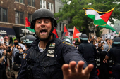 Pro-Palestinian protestors demonstrate in Brooklyn, New York