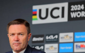 UCI President Lappartient attends a press conference in Zurich