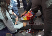 People protest against food shortages and rising prices in the food basket, in La Paz