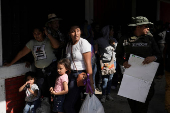 Colombians displaced by clashes between the rebels of the National Liberation Army (ELN) and former FARC dissidents, in Cucuta