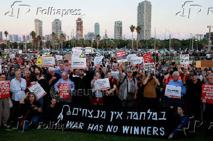 Folhapress - Fotos - Protest Calling For A Ceasefire, In Tel Aviv