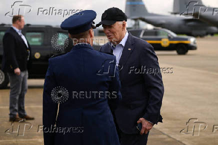 U.S. President Joe Biden arrives at New Castle National Guard Base