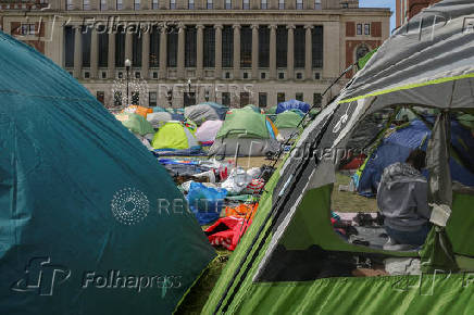 Protests continue at a protest encampment in support of Palestinians at Columbia University