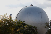 The Paris 2024 Olympic Games cauldron during its dismantling in the Tuileries Gardens in Paris