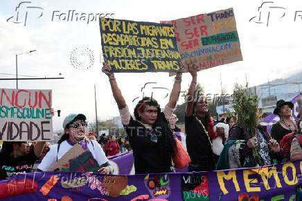 Protest to mark the International Day for the Elimination of Violence Against Women, in Quito