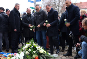 Tino Chrupalla, co-leader of AfD, visits the site of Christmas market attack, in Magdeburg