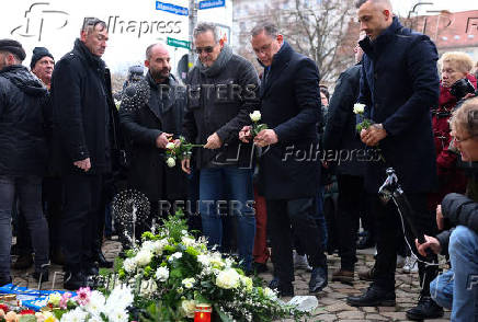 Tino Chrupalla, co-leader of AfD, visits the site of Christmas market attack, in Magdeburg