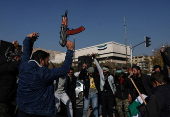 Demonstration of prisoners who were released from the  Sednaya prison in Damascus