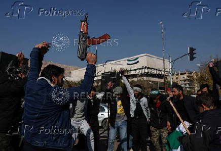 Demonstration of prisoners who were released from the  Sednaya prison in Damascus