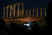 Greece showcases ancient temple of Poseidon in Cape Sounion with new lighting