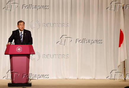 FILE PHOTO: Shigeru Ishiba, the newly elected leader of Japan's ruling party, the Liberal Democratic Party (LDP) holds a press conference after the LDP leadership election, in Tokyo,