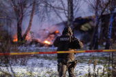 DHL cargo plane crash site near Vilnius international airport