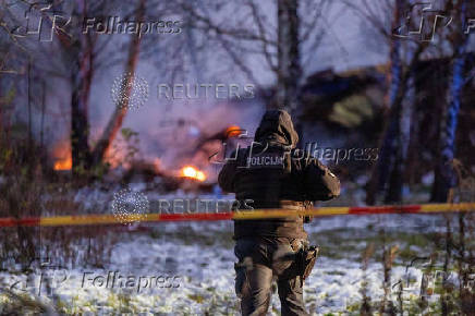 DHL cargo plane crash site near Vilnius international airport