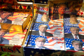 Playing cards depicting U.S. President-elect Donald Trump are displayed for sale at a gas station in West  Palm Beach