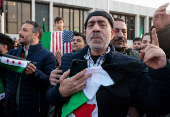 Syrian-Americans and supporters celebrate after Syrian rebels announced that they had ousted Syrian President Bashar al- Assad in Syria, in Dearborn, Michigan,