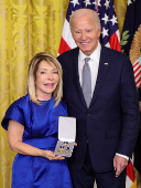 U.S President Biden gives the Presidential Citizens Medal, one of the country's highest civilian honors, during a ceremony at the White House in Washington