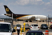 FILE PHOTO: United Parcel Service cargo plane is pictured at the cargo terminal in Dulles International Airport